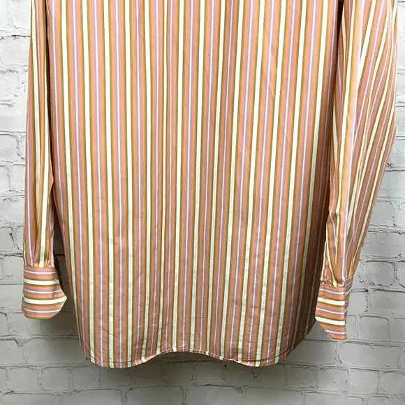 Tailor Byrd Mens Large Dress Shirt Button up Stiped Careerwear Office Salmon - Picture 6 of 14